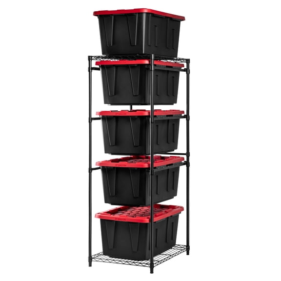 CleverMade Tote Tower Single 5-Tier Steel Organizer for Standard Storage Crates