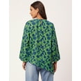 thumbnail image 3 of Moomaya Printed Asymmetric Tops For Women, Poly Rayon Long Sleeve Tunic Top, 3 of 8