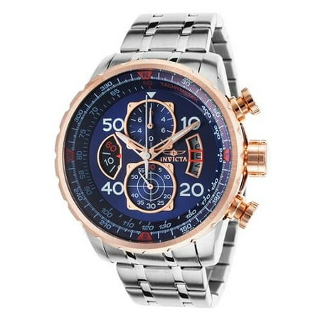- 17203 Men's Aviator Blue Dial Stainless Steel Bracelet Chronograph Watch