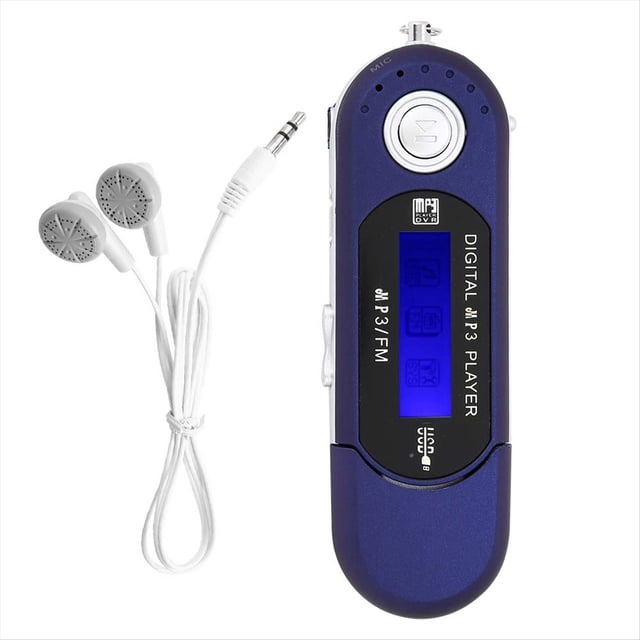 Reproductor MP3 con Auricular 8GB, Reproductor de MúSica MP3 USB PortáTil con Pantalla LCD Radio FM para Caminar Correr (Azul)