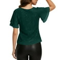 thumbnail image 6 of Sparkly Sequin Tops Womens Ruffled Short Sleeve Glitter Blouses Evening Party Dressy Casual Outfits for Women (L, Army Green), 6 of 7