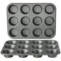 Non-stick Round Cupcake and Muffin Baking Pan, 12-Cup Non-stick Cupcake Baking Pan, 2-Pack Paper Cup Muffin Tray, Premium Cheesecake Pan, Dishwasher Safe 13.9x10.55x1.22 Inch