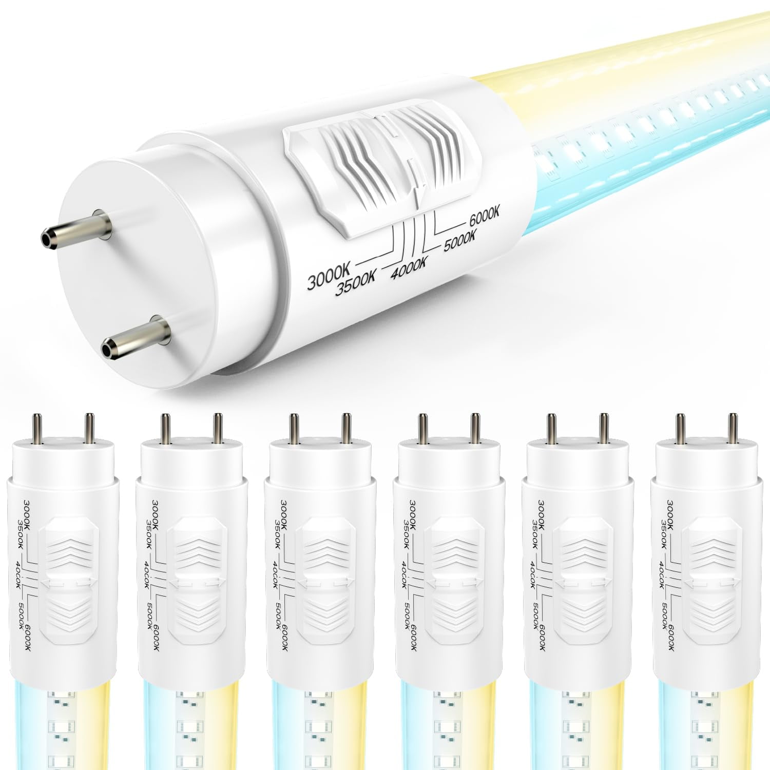 Sunco 6 Pack 4 Foot T8 LED Tube Light Bulbs, Ballast Bypass, 5CCT, 18W