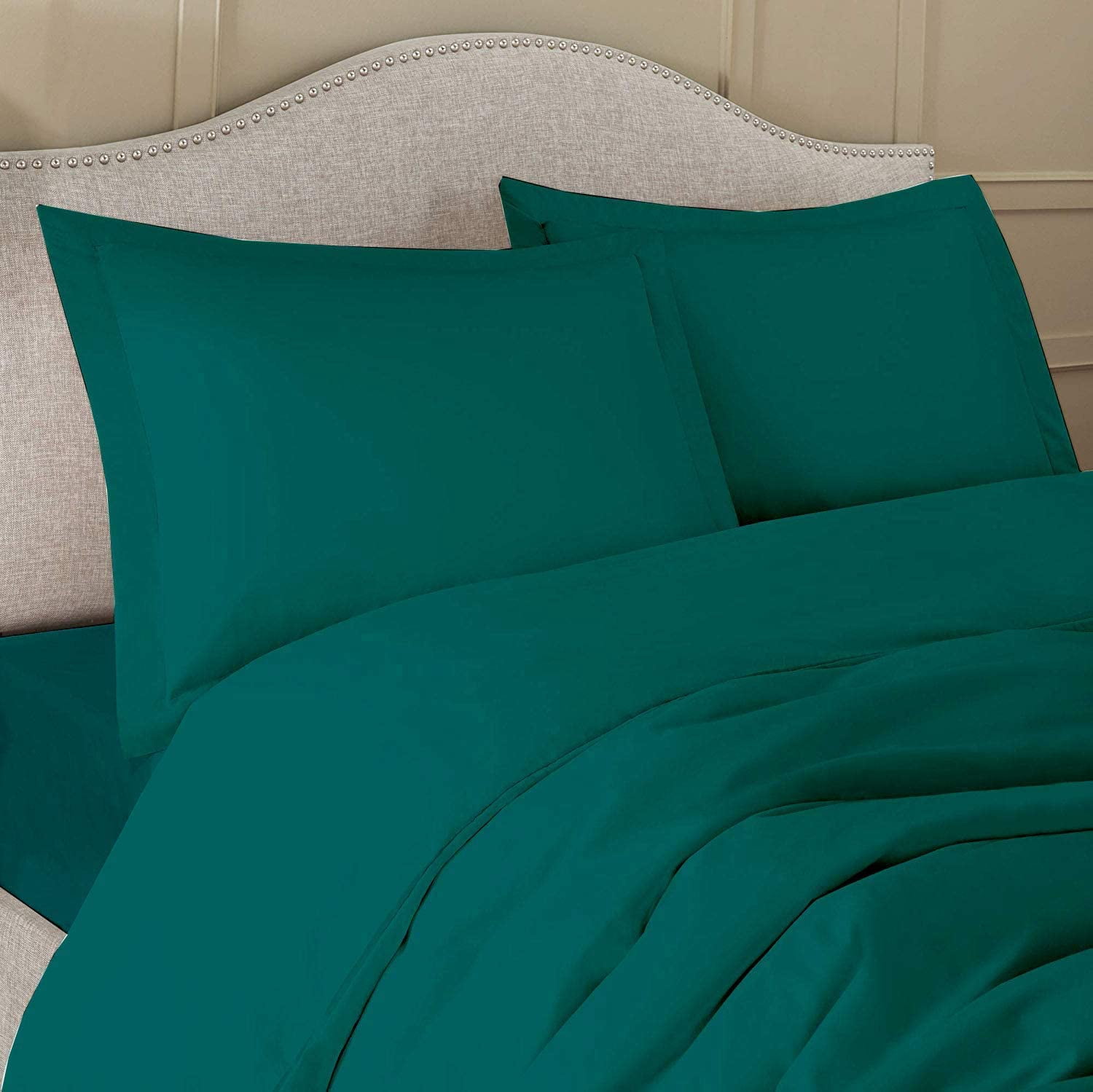 600 Thread Count 3 Piece Duvet Cover (94" x 104") Set 100% Egyptian Cotton with Zipper Closure & Corner Ties Ultra Soft & Easy Care with 2 Pillow Shams (King/Cal King,) Teal Solid