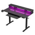 thumbnail image 6 of Sioweci Standing Desk, 48x24 Inch Adjustable Sit Stand Desk with Bookshelf & Monitor Stand, Standing Gaming Desk with LED Light Strip, Stand up Desk for Home Office, 6 of 11
