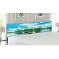 thumbnail image 2 of Landscape Headboard, Photo Taken from a Wooden Dock Towards the Sea and Forest Sky Calm Lake Print, Upholstered Decorative Metal Bed Headboard with Memory Foam, King Size, Multicolor, by Ambesonne, 2 of 4