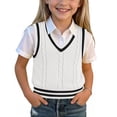 thumbnail image 2 of Kaemgyyd 0-15 T Girl's Sweater Infant Vest Tops Fall V Neck Sleeveless Pullover Cute Color Block Cable Knit Toddler Clothes, 2 of 6