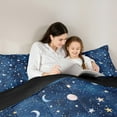 thumbnail image 5 of Manfei Stars Moon Planet King Size Comforter Sets,Space Starry Bedding Comforter Set,Dreamy Blue Bedding Set For Teens,Breathable Home Decor Reversible,3pcs, 5 of 8