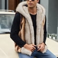 thumbnail image 6 of Zysthvn Faux Fur Vests for Men Casual Fall Open Front Mens Jackets Warm Solid Hooded Outerwear, 6 of 9