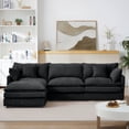 thumbnail image 2 of 102 Inch L-Shaped Modular Sectional Sofa, 3-Seater Chenille Cloud Couch Set with Movable Ottoman, DIY Combination Corner Sofa for Living Room, Black, 2 of 8