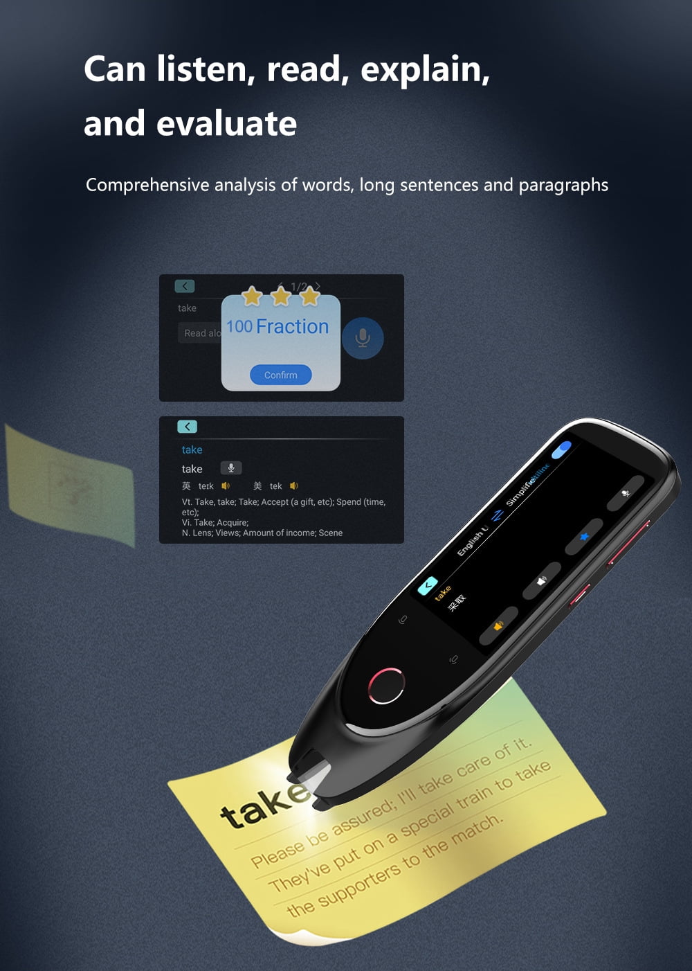 Language Translator Pen, 112 Languages Supported Translation Pen,Pen Scanner, Text to Speech Reading Pen for Dyslexia,Text Extract Reader Pen, Portable Traductor Pen for Study, Travel,Business