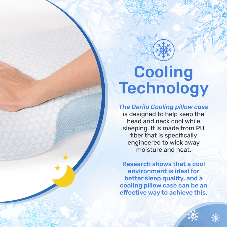 Derila Cooling Pillowcase Optimal Temperature Control for Derila Memory Foam Pillow for Ideal Sleep