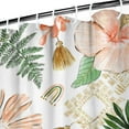 thumbnail image 4 of Floral Garden Tropical Leaves and Rose Shower Curtain 72x84, Quick-Dry Fabric, Hooks Included, 4 of 5