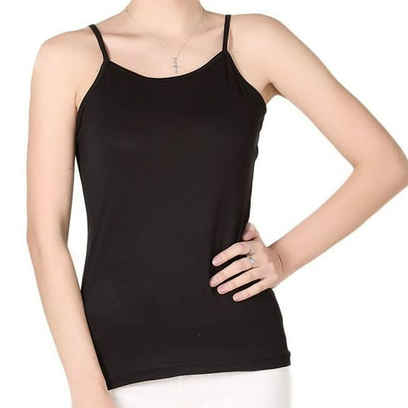 Defitshape Women's Soft Tank Top Cotton Pajama Shirt Cami Summer Spring Comfy Sleeveless Spandex Home Fitted Fall Sleepwear Black X-Large