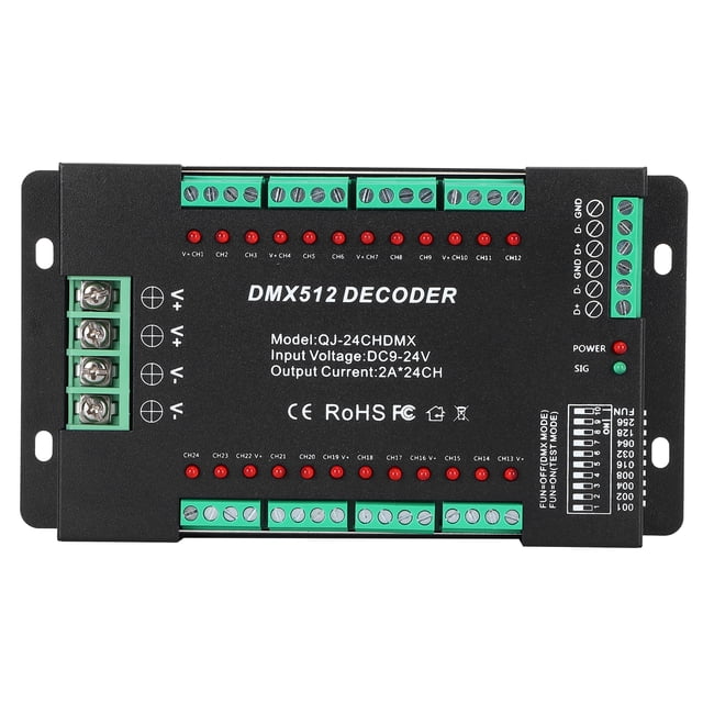 Controlador CH, decodificador DMX512 de 24 canales, decodificador constante, decodificador de controlador LED, rendimiento inigualable