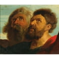 thumbnail image 3 of Workshop of Peter Paul Rubens 23x20 Black Modern Framed Museum Art Print Titled - Two Male Heads, 3 of 5