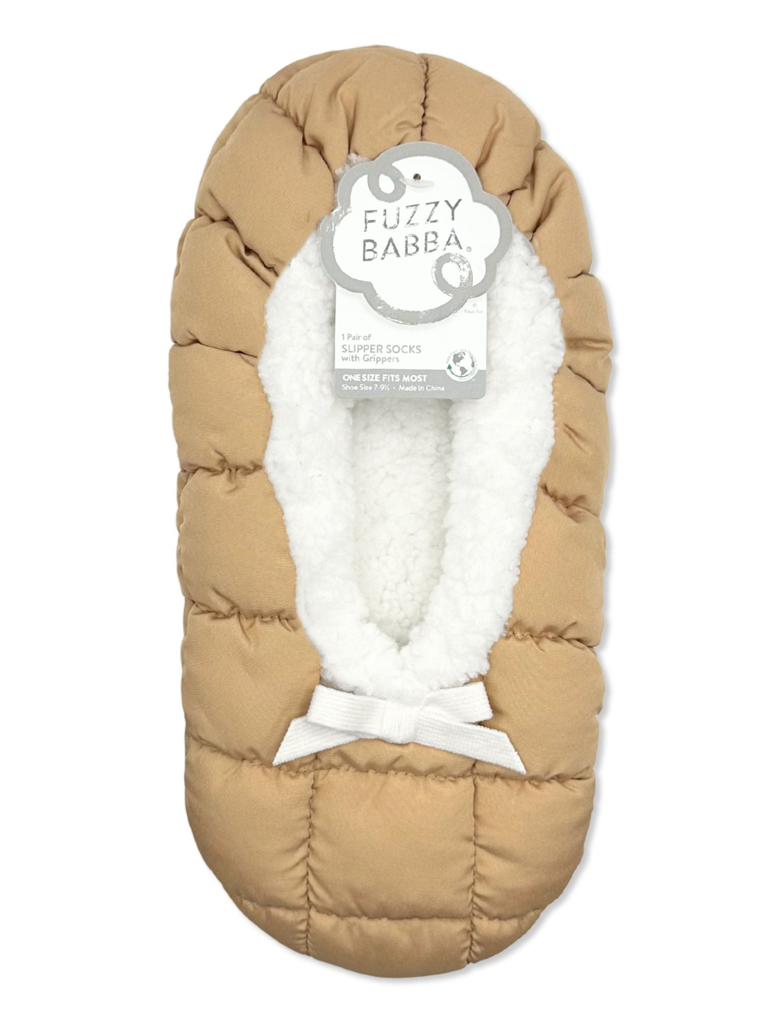 Fuzzy Babba Women’s Puffer Slipper Socks, 1-Pack, Shoe Sizes 7-9.5
