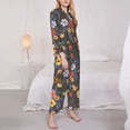 thumbnail image 4 of Kll Colorful Flowers With Butterfly Print Women'S Long Sleeve Pajamas With Pants Sleepwear Loungewear 2 Set-X-Large, 4 of 9