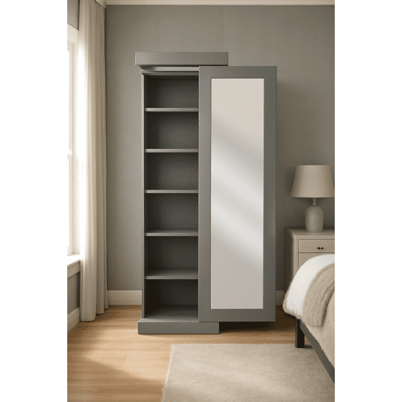 Zapatera multifuncional con espejo de cuerpo completo puerta corrediza Moderna Eko