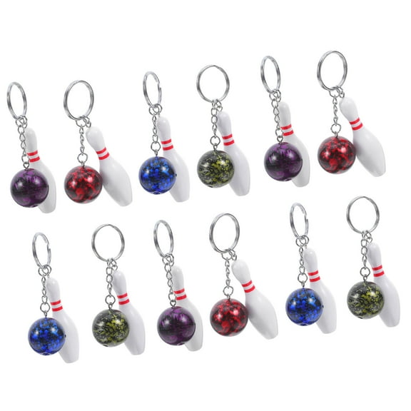 GOOHOCHY  12 Pcs Bowling Keychain Bulk Ball Bag Keychains Mini Backpack