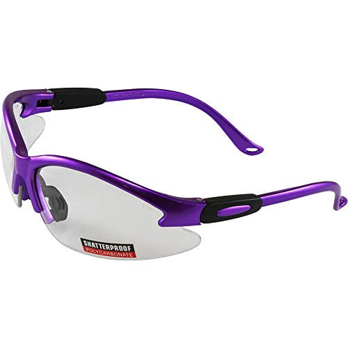 Global Vision Cougar Purple Frame Safety Glasses Clear Lens 