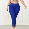 thumbnail image 6 of BRELIL Women's Plus Size High Waisted Stretch Ankle Pants Casual Solid Leggings Trousers Loose Fit Comfortable Yoga Lounge Pants Fall Winter Outfits, Blue 2XL, 6 of 8