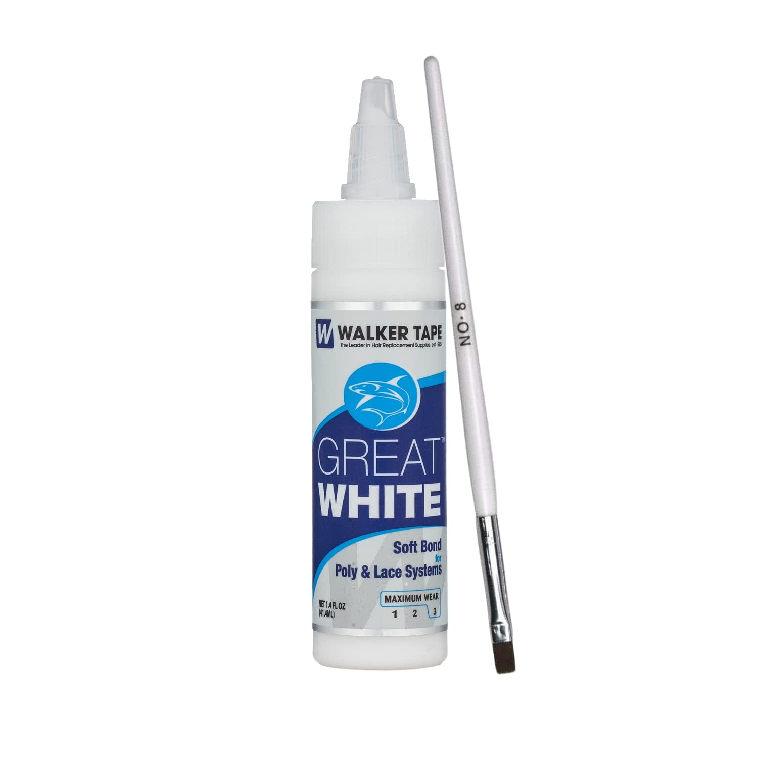 1.4oz Great White Soft Bond Twist Top w/ White Brush Appicator Bundle Saver Pack | Front Bonding Weave Wigs Active Wig Glue Tape Adhesive Lace Extensions | Super Bold Hold Adhesive Liquid Glue