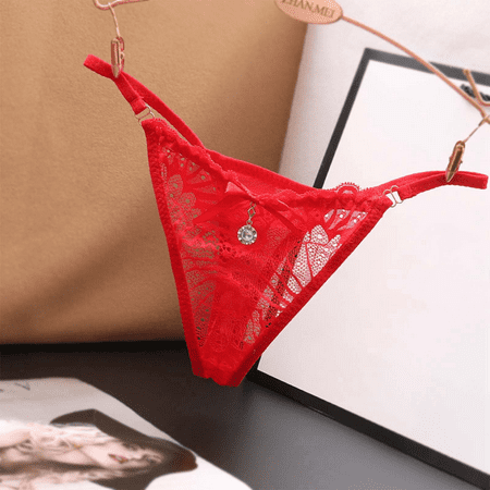 Fulorrnie Underwear for Women Comfort G String Breathable Cute Panties Thong Banded Waist Ventilated Tie Side Panty Red One Size