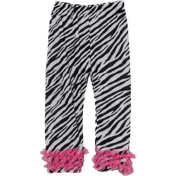 Wenchoice Girl'S Zebra Printed Legging With Hot Pink Double Ruffle  S(1T-2T)
