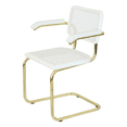 thumbnail image 6 of Breuer Chair Company Marcel Breuer B64 Cesca Cane Cantilever Armchair Arm Chair w/ Brass Steel Frame White Wood & White Cane (Made in Italy) by Furnish Theory, 6 of 16