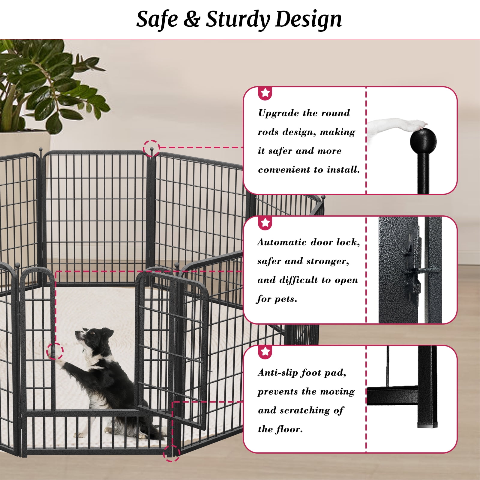 Jhsomdr Dog Playpen Outdoor 22 Panels 40" Height Heavy Duty Metal Dog Fence with Gate Pets Puppy Playpen Exercise Dog Pen for Small/Medium/Large Dogs