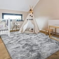 thumbnail image 5 of YJ.GWL Soft Fluffy Area Rugs Tie-Dye Shaggy Rug Colorful Plush Carpet for Bedroom Living Room Kids Home Decor Fuzzy Carpets,4'x6',Grey, 5 of 6