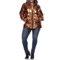 thumbnail image 2 of White Mark Women's Plus Size Metallic Hooded Puffer Coat, 2 of 6