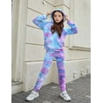 thumbnail image 3 of Oudiya Girls 2 Piece Tie Dye Sweatsuit Set Long Sleeve Athletic Sweatshirts and Sweatpants with Pockets Outfits, 6-13Y, 3 of 7