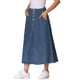 thumbnail image 4 of Falda midi de mezclilla desgastada de cintura alta para mujer INSPIRE CHIC con bolsillos en azul, 4 of 6