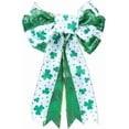 thumbnail image 6 of St Patrick's Day Bow for Wreath Decorations Large Burlap Green Glitter Shamrock Bowknot Holiday Crafts Bows St Patrick's Day Tree Bows for Front Door Outdoor Party Gathering 13.98x11.3 Inch, 6 of 9
