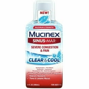 Mucinex Sinus-Max Clear & Cool Max Strength Severe Congestion & Pain Liquid 6 oz (Pack of 4)