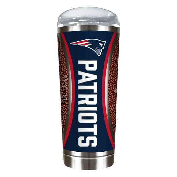 New England Patriots 18 ounce vacuum insulated stainless steel team tumbler with Gameball graphic wrap