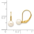 thumbnail image 3 of 14k 5-6mm White Round Freshwater Cultured Pearl Leverback Earrings in 14k Yellow Gold, 3 of 3