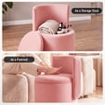 thumbnail image 4 of Furniliving Velvet Storage Vanity Chair, 360° Swivel Ottoman with Wavy Back & Hidden Compartment, Upholstered Accent Stool for Bedroom Living Room, Pink, 4 of 8