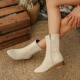 thumbnail image 3 of Rokment Women's Winter Fall Mid Calf Dress Boots 2025 Ladies Suede Pointed Toe Chunky Low Heel Short Ankle Booties, 3 of 7