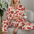 thumbnail image 4 of Wukai Tomatoes Print Women's Pajama Set - Soft Long Sleeve Sleepwear for Comfort and Style-Small, 4 of 9