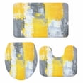 thumbnail image 2 of Gray Yellow Brush Bathroom Rugs Set Watercolor Graffiti Non Slip Absorbent Soft Bath Mats 3 Piece Set with Bathroom Rug, U-Shaped Floor Mat, Toilet Seat Cover Small Size, 2 of 9