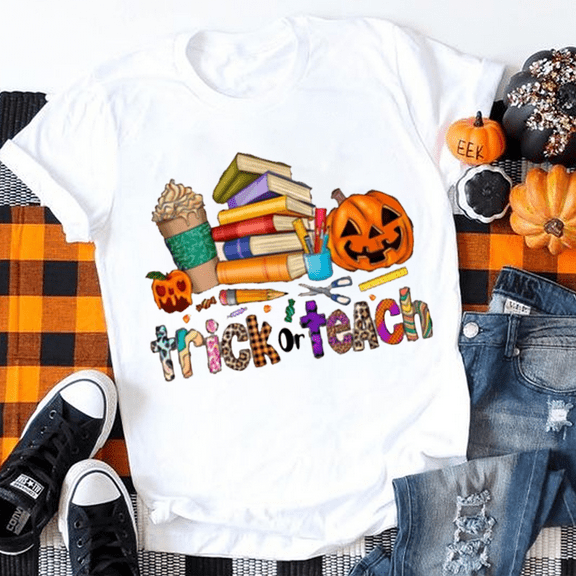 Trick Or Teach T-Shirt, Funny Halloween Teacher Shirt, Spooky Season Classroom Tee for Educators, Fall School Outfit, Unisex Fit