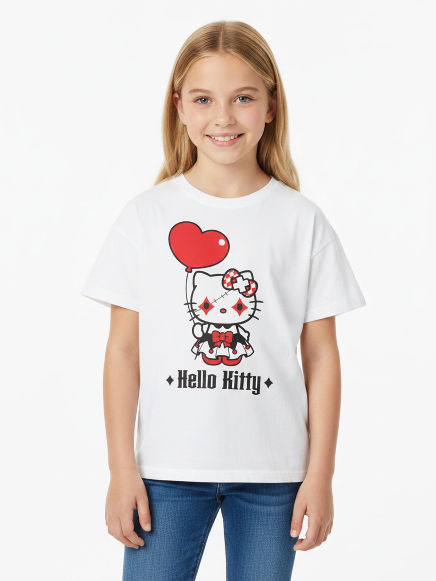 Sanrio, Girls' Short Sleeve T-Shirt, Goth Hello Kitty, Sizes 4-16