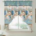 thumbnail image 2 of Teal Blue Brown Beach Coastal Swag Curtains for Kitchen/Bedroom/Living Room, Nautical Shell Starfish Coral Summer Scalloped Curtains 63 Inch Long, Window Swag Curtains Valances 2 Panels 36"x63", 2 of 8