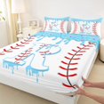 thumbnail image 5 of Manfei Kawaii Baseball King Sheets, Sport Letter RBedding, Light Blue R 4-Piece(1 Flat Sheet, 1 Fitted Sheet and 2 Pillowcases), 5 of 6