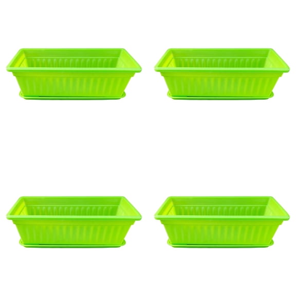 Rectangular Window Box Planter 17 Inches - Flower & Vegetable Planters with Saucer - Outdoor Indoor Garden Box for Windowsill, Railing, Patio, Yard - Includes Drainage Holes