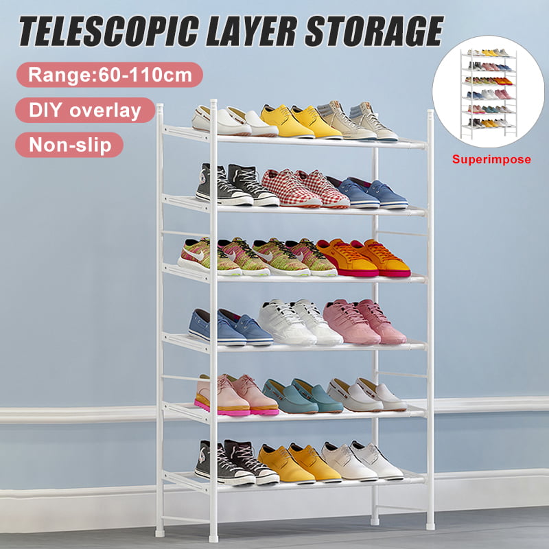 2 Tier Sturdy & Space Saving/Easy To Assemble Strong SA Products 2 Tier Adjustable Stackable Standing Shoe Storage Rack Organiser Cabinet Shelf Hold Stand For 6 Pairs 