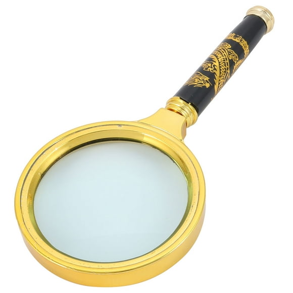 Handheld 10X Magnifying Glass Book Magnifier Loupe Gold Tone